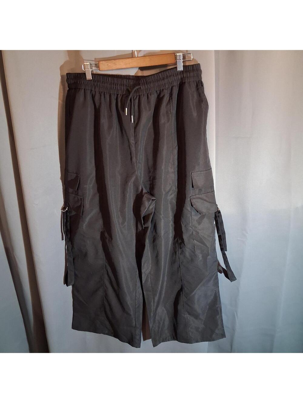 Black 2XL Polyester Cargo Pants with Adjustable Straps